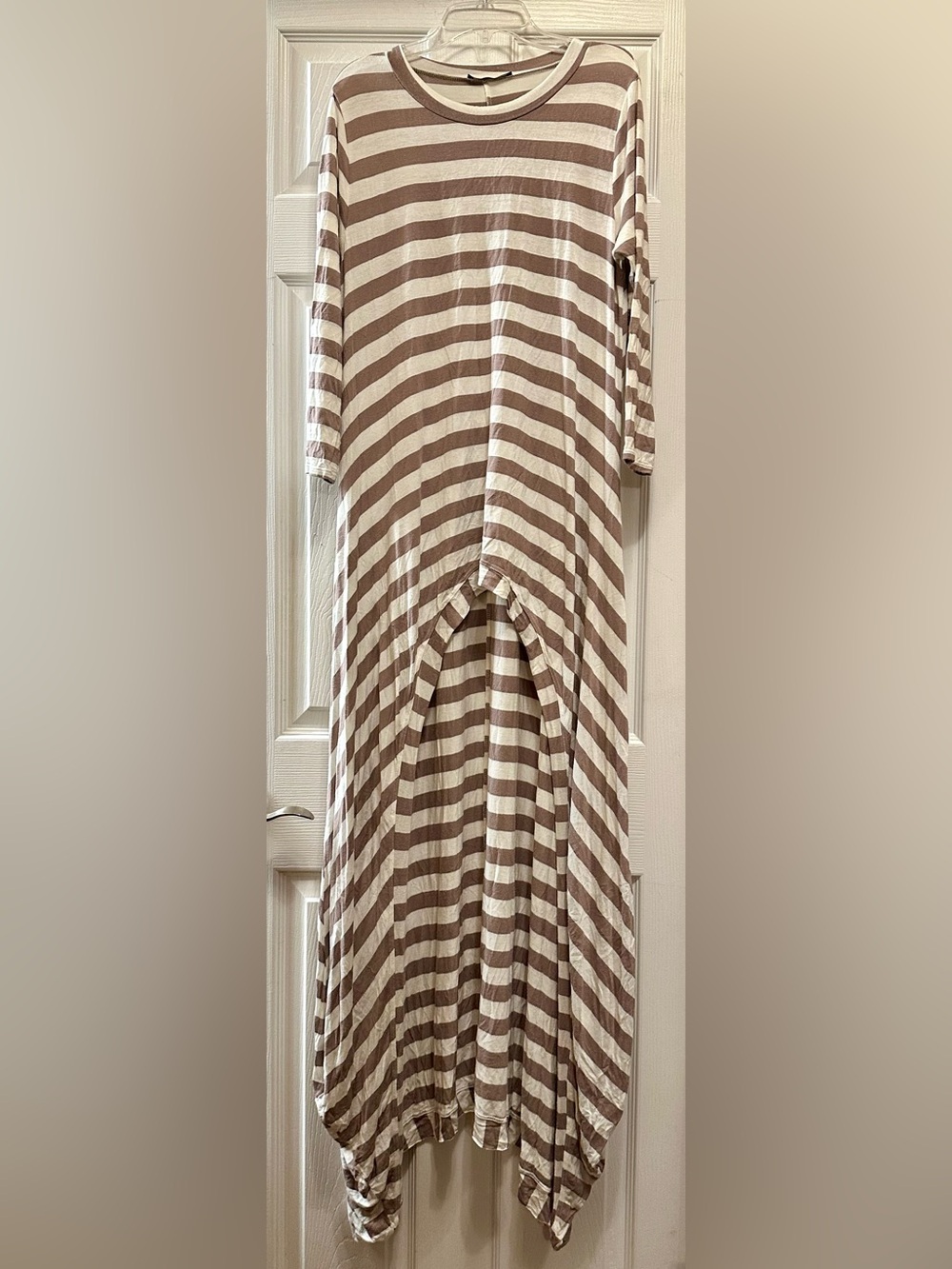 Annabelle Taupe & Cream Striped Long Tunic